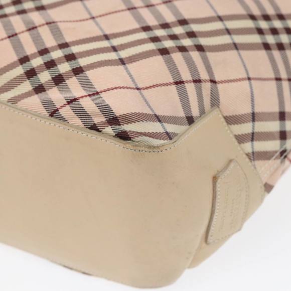 BURBERRY Nova Check Blue Label Tote Bag Nylon Beige Pink Silver Auth ti2039 - Picture 9 of 16